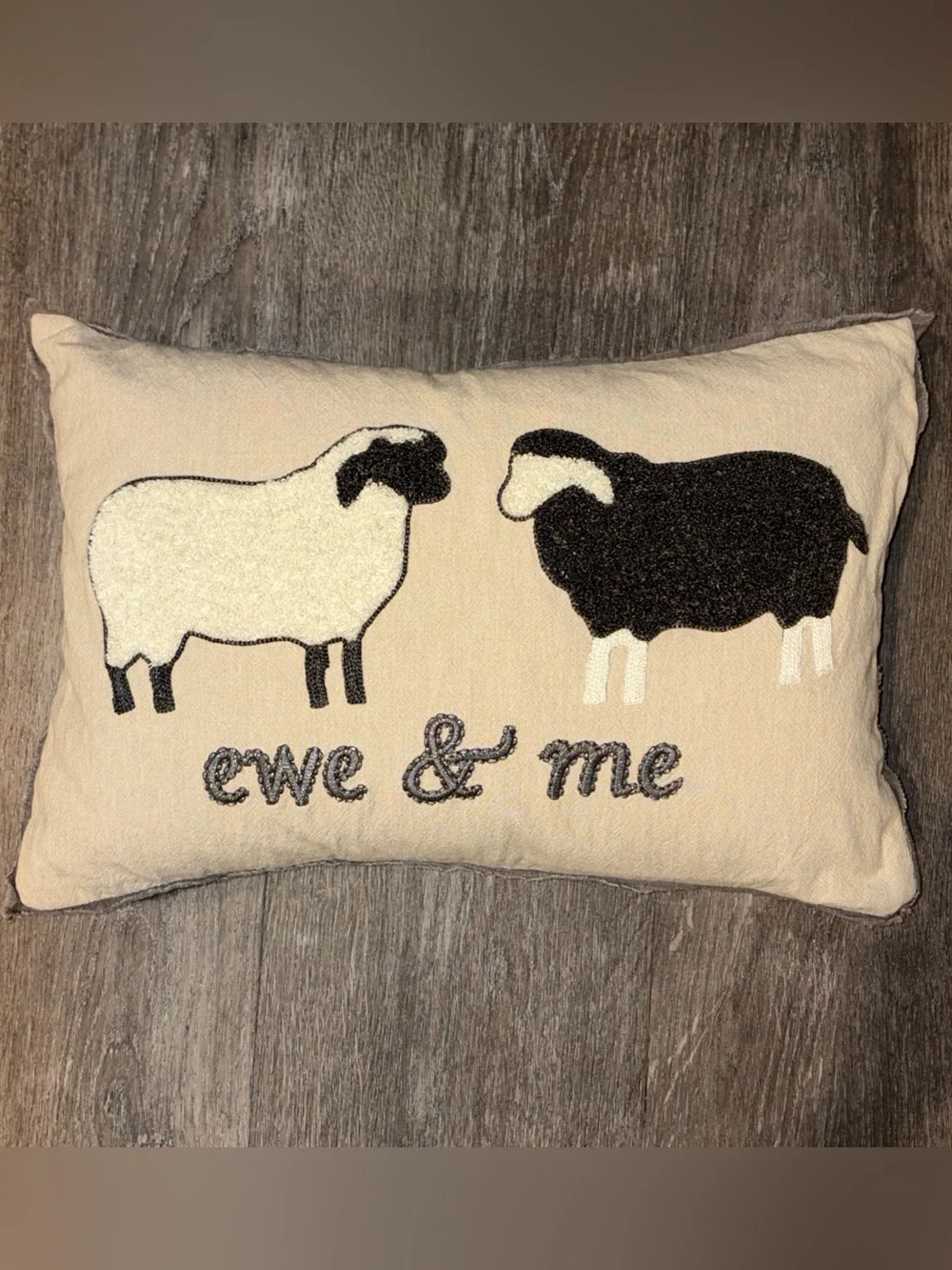 Pottery Barn Cream and Black 'Ewe & Me' Decorative Pillow Cover